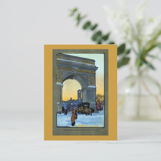 Washington Arch im Winter Twilight Postkarte (Stehend Vorderseite)