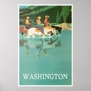 Washington Art Reiseplakat Vintage Cowboy Druck Poster