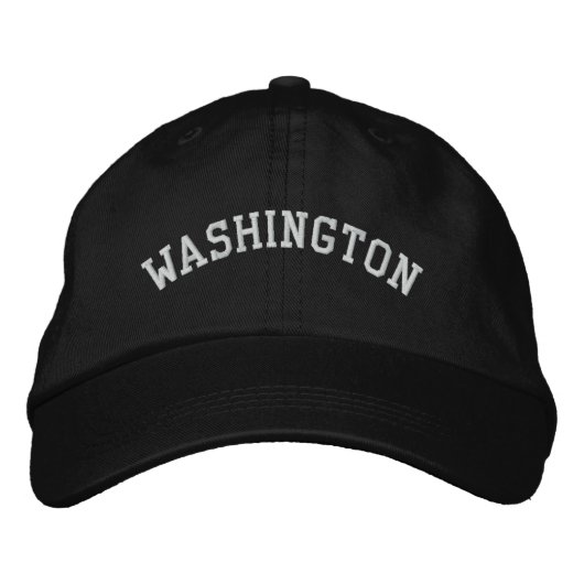 Washington bestickte anpassbare Cap Black Baseballkappe (Vorderseite)