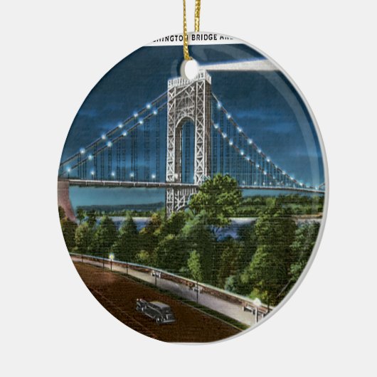 Washington Bridge und Hudson River Keramikornament (Links)