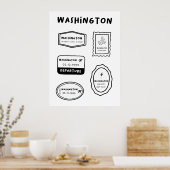 Washington - Briefmarke Collection | Minimalistisc Poster (Küche)