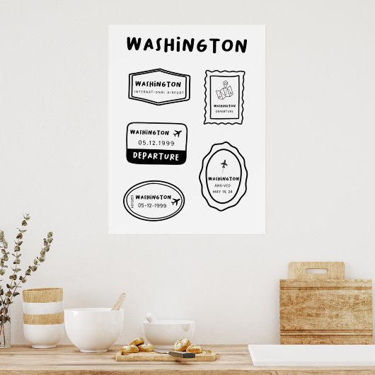 Washington - Briefmarke Collection | Minimalistisc Poster (Küche)