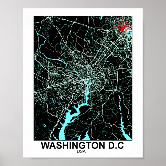 Washington City Map Poster (Vorne)