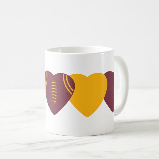 Washington Commanders Football Heart Design Kaffeetasse (VorderseiteRechts)