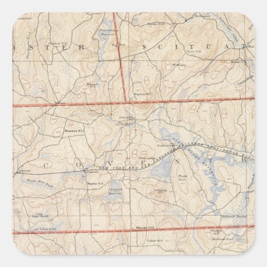 Washington Country, Rhode Island Quadratischer Aufkleber (Vorderseite)