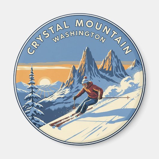 Washington Crystal Mountain Skier Skifahren Magnet (Vorne)