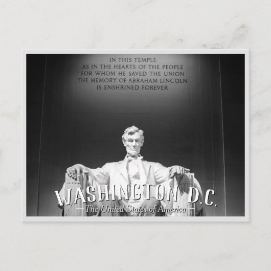 Washington, D.C. - Abraham Lincoln Statue Postcard Einladungspostkarte (Vorderseite)