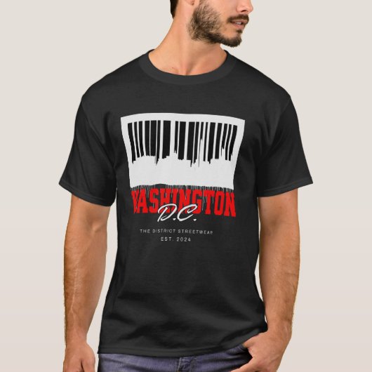 Washington D.C. Barcode-Skyline Hauptstadt Graffit T-Shirt (Vorderseite)