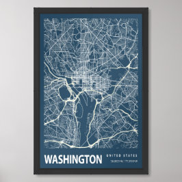 Washington D.C. Blueprint City Map Poster Vintage