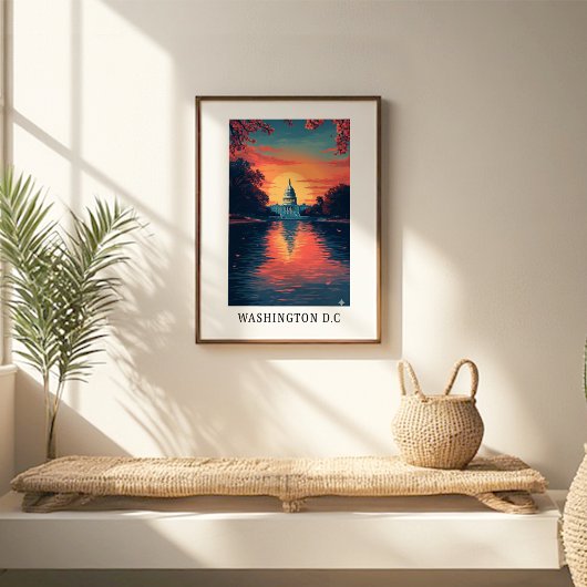 Washington D.C. Capitol Sunset Poster