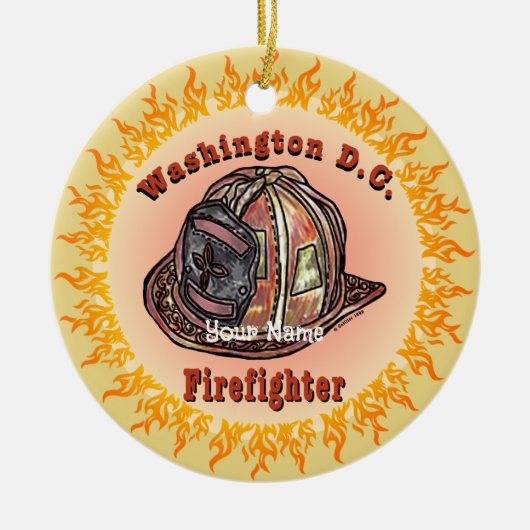 Washington D.C. Feuerwehrschmuck Keramik Ornament (Vorne)
