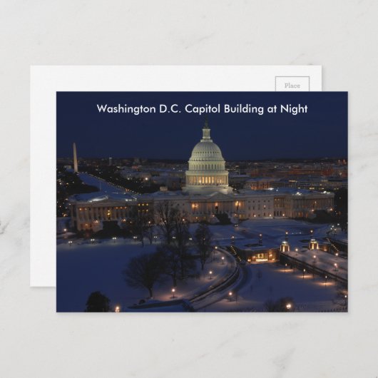 Washington D.C. Hauptstadt Gebäude in Winternacht Postkarte (Vorne/Hinten)