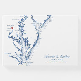 Washington D.C. Karte Elegant Navy Blue Wedding Gästebuch