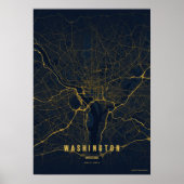 Washington D.C. Karte Gold Druck Poster Wandkunst  (Vorne)