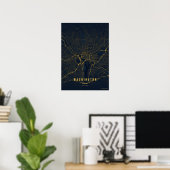 Washington D.C. Karte Gold Druck Poster Wandkunst  (Heimbüro)