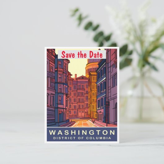 Washington D.C., lebhafte Farben, Save The Date (Stehend Vorderseite)