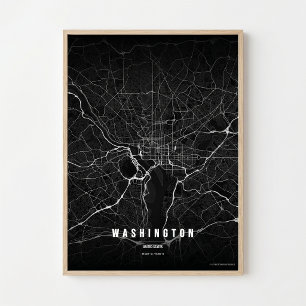 Washington D.C. Map Noir Druck Poster Wandkunst Ge