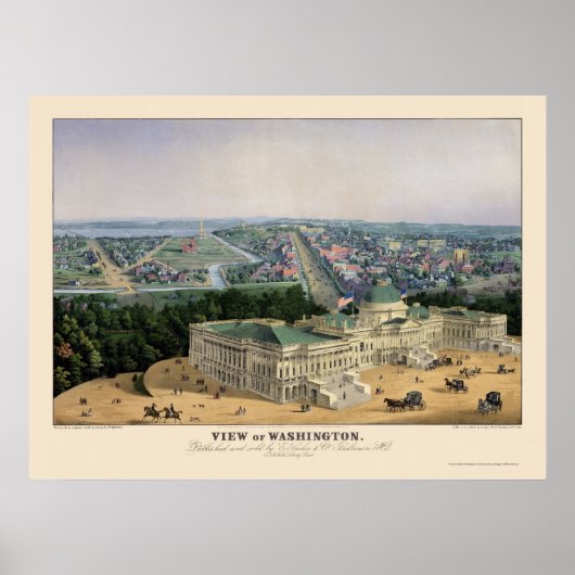 Washington, D.C. Panorama Karte - 1852 Poster (Vorne)