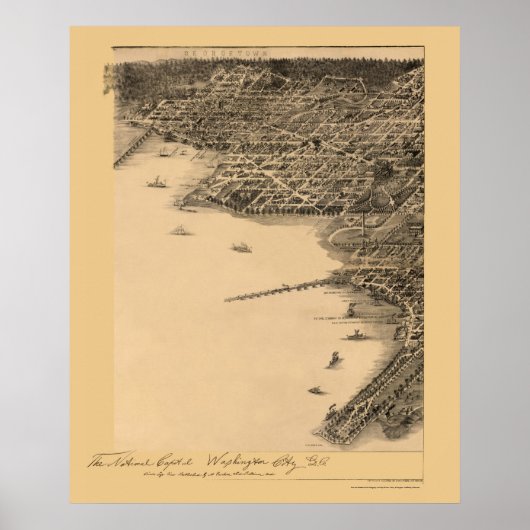 Washington, D.C. Panorama Karte - 1883 Poster (Vorne)