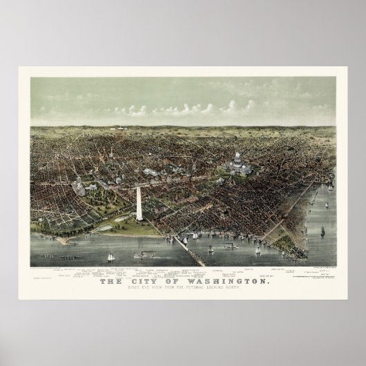 Washington, D.C. Panorama Karte - 1892 Poster (Vorne)