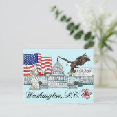 Washington D.C. Postcard Illustration Postkarte (Stehend Vorderseite)