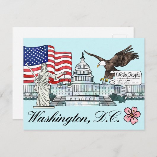 Washington D.C. Postcard Illustration Postkarte (Vorne/Hinten)