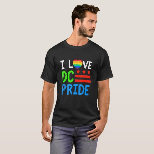 Washington D C Pride Month Rainbow Heart Gay and L T-Shirt (Vorne ganz)