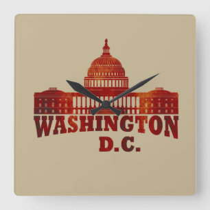 Washington D.C. Quadratische Wanduhr