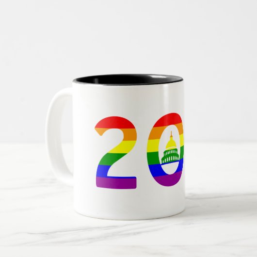 Washington D.C. Rainbow Pride Zweifarbige Tasse (Vorderseite Links)