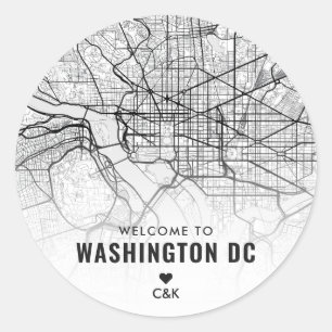 Washington, D.C. Stadtplan   Begrüßung Runder Aufkleber