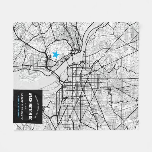Washington, D.C. Stadtplan + Ort markieren Fleecedecke (Vorderseite (Horizontal))