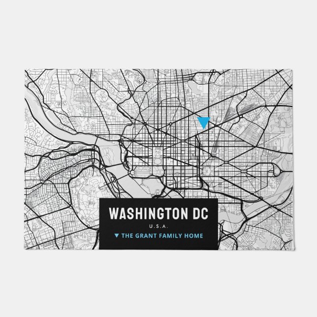 Washington, D.C. Stadtplan + Ortsanweisung markier Fußmatte (Vorderseite)