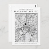 Washington, D.C. Stadtplan + Ortskennzeichen Postkarte (Vorne/Hinten)