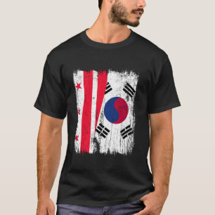 Washington D.C. Südkorea Halbe Flagge T-Shirt