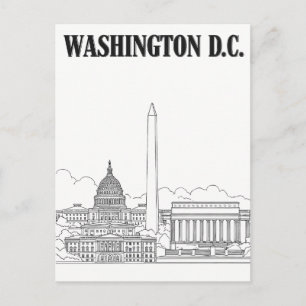 Washington D.C. Vintage Linien Kunst Reise Postkar Postkarte