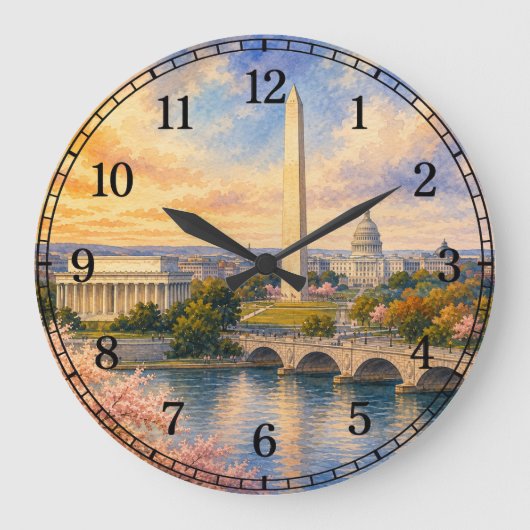 Washington D.C. Wall Clock — Landmark Design Große Wanduhr (Vorderseite)