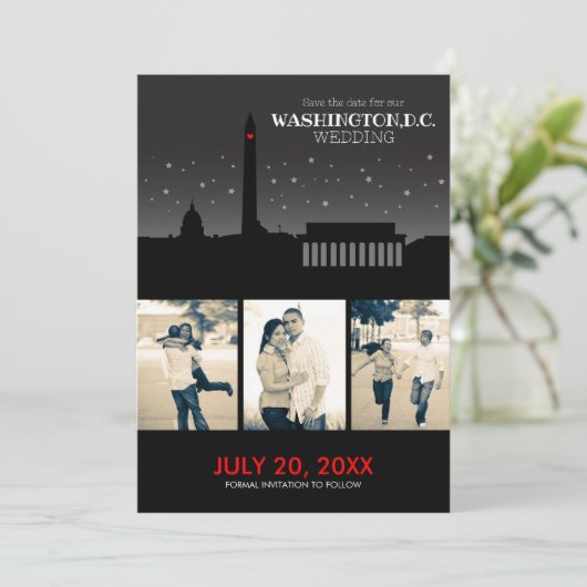 Washington D.C. Wedding Rett-the-date Save The Date (Stehend Vorderseite)
