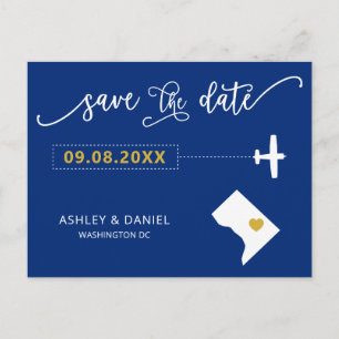 Washington D.C. Wedding Save the Date Map Postcard Postkarte