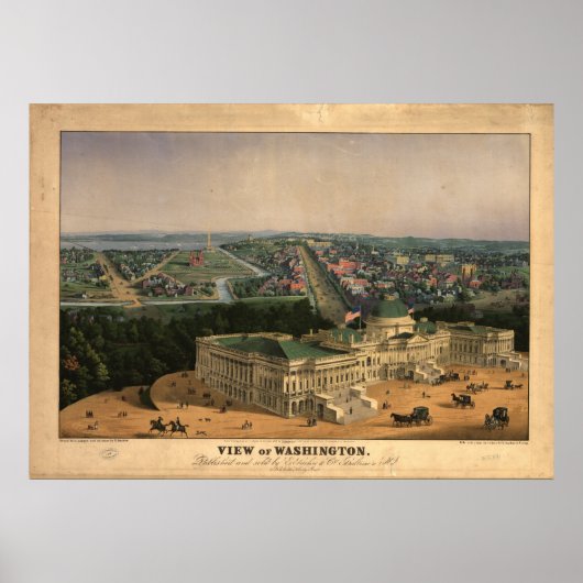 Washington DC 1852 Antike Panoramakarte Poster (Vorne)