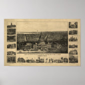 Washington DC 1860 Antike Panoramakarte Poster (Vorne)