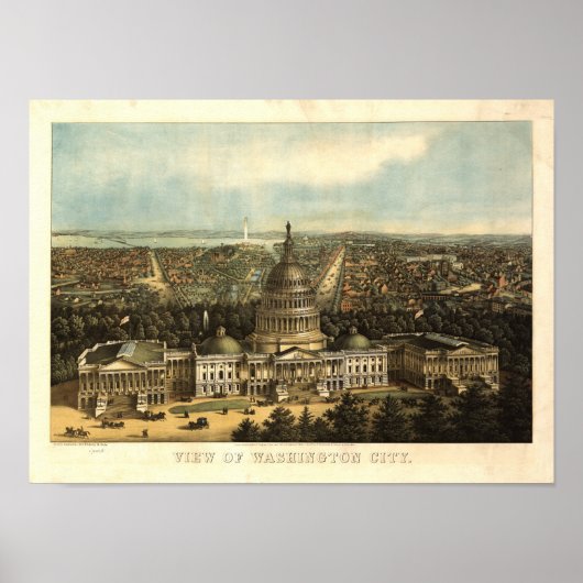 Washington DC 1871 Antike Panoramakarte Poster (Vorne)