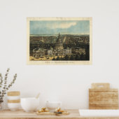 Washington DC 1871 Antike Panoramakarte Poster (Küche)