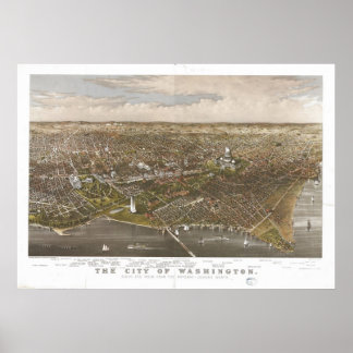 Washington DC 1880 Antike Panoramakarte Poster