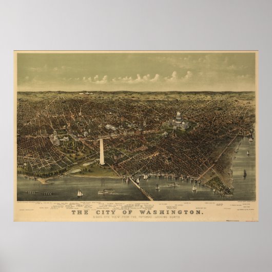 Washington DC 1892 Antike Panoramakarte Poster (Vorne)