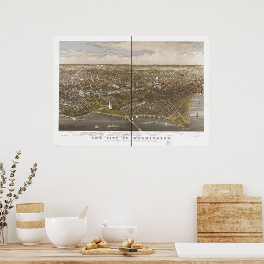Washington DC 1892 Antike Panoramakarte Poster (Küche)