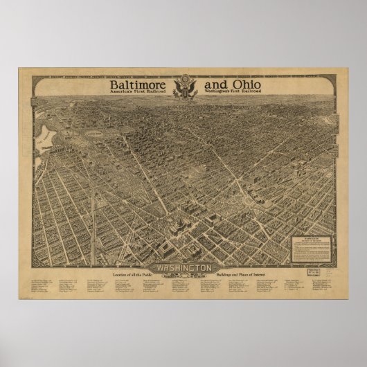 Washington DC 1923 Antike Panoramakarte Poster (Vorne)