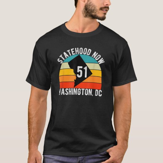 Washington DC 51st State Statehood 70s Retro Sunse T-Shirt (Vorderseite)