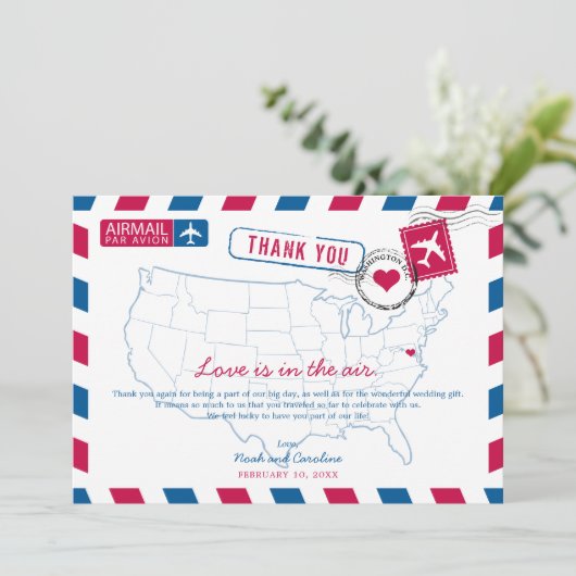Washington DC Airmail Wedding Danke (Stehend Vorderseite)