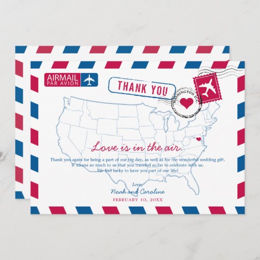 Washington DC Airmail Wedding Danke (Vorne/Hinten)