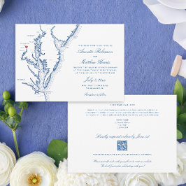 Washington DC All-in-One QR Code UAWG Blue Wedding Einladung